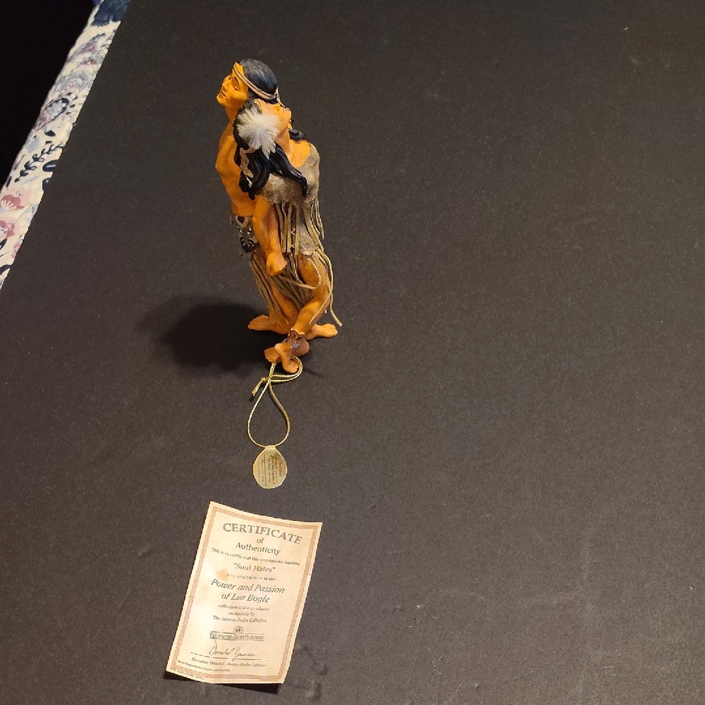 Native American Ceramic Figurine - Orange and Black